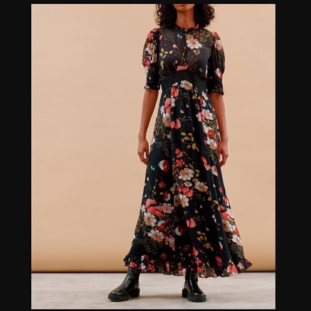 byTimo Delicate Semi Lace Floral Maxi Dress
